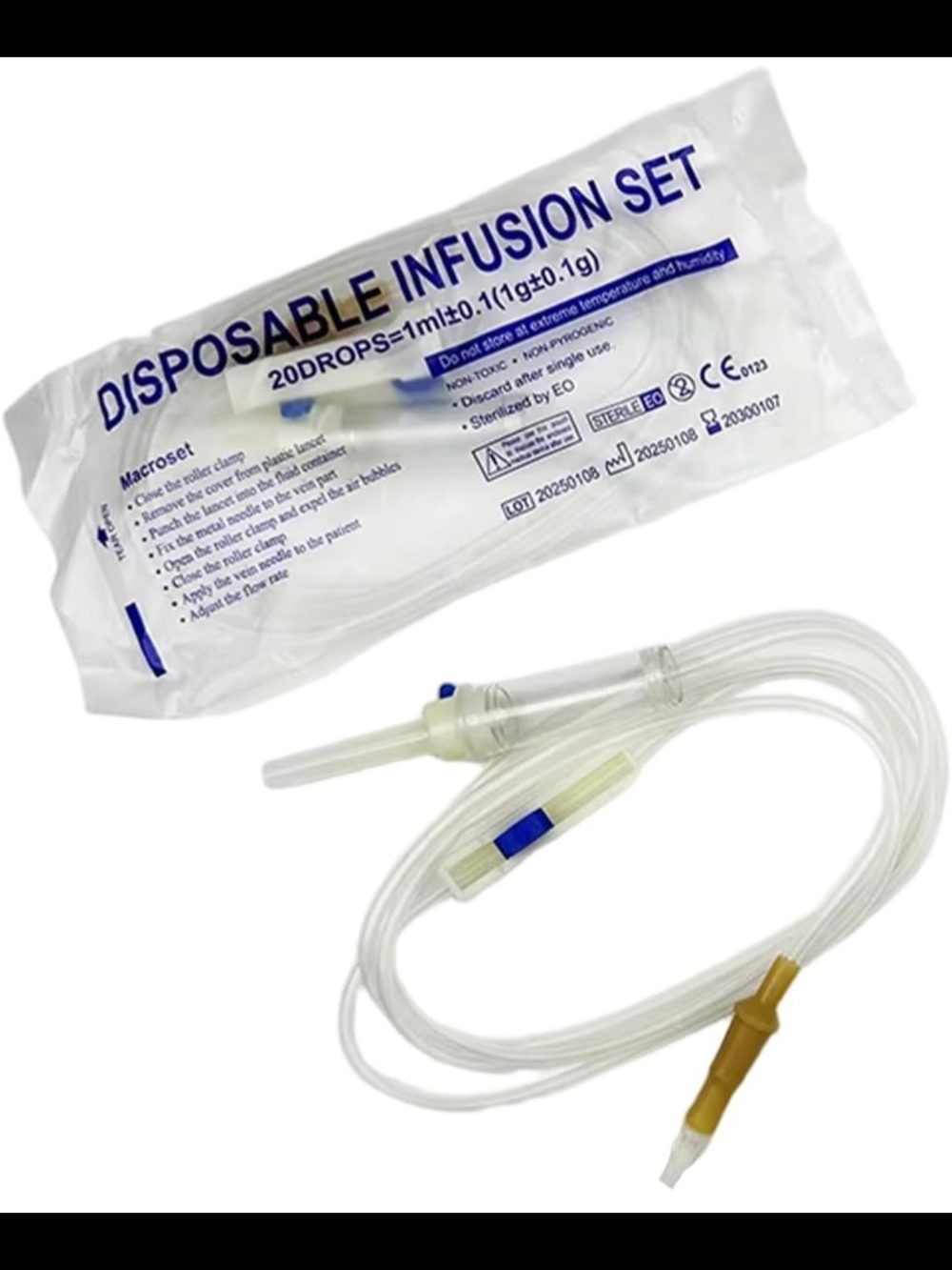 7pc IV Extension Set,67" I.V Tubing,Sterile for Lab and Pets Veterinary.